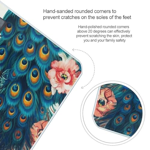 Báscula digital con diseño flores pavo real y vidrio templado miniatura 4