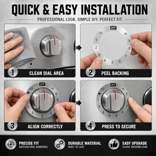 image for Hileapx Stove Dials Stickers, Stovetop Knob Symbols Decals for Replace