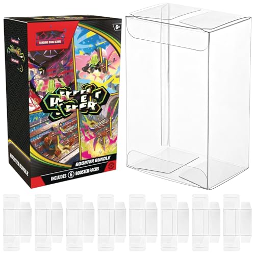 Rainmae 12 PCS Perfect Order Booster Bundle Protector Case Clear Plastic Display Box Compatible with Ascended Heroes(NOT fit Older Booster) Storage Box for Chaos Rising Booster Bundle Box Protection