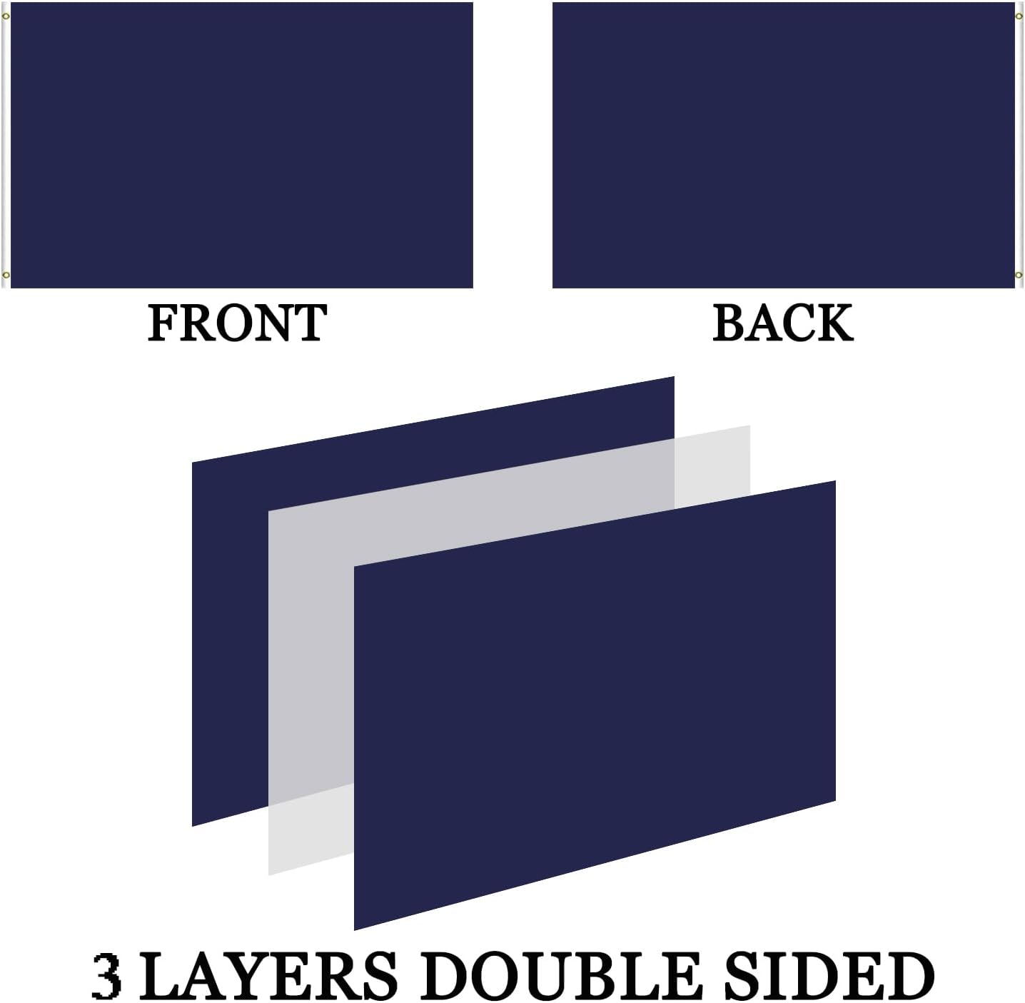 Double Sided Navy Flags 3x5 Outdoor- Heavy Duty 3Ply 240D Polyester Vivid Colors- Navy Flag Banner- Canvas Header with 2 Brass Grommets & 4 Rows Stitched - Image 3