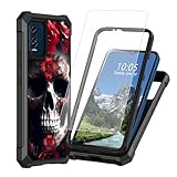 DIGTIALL Schutzhülle für Blu View Speed 5G B1550VL mit Bildschirmschutzfolie aus gehärtetem Glas, zweilagig, strapazierfähig, stoßfest, TPU, Rot