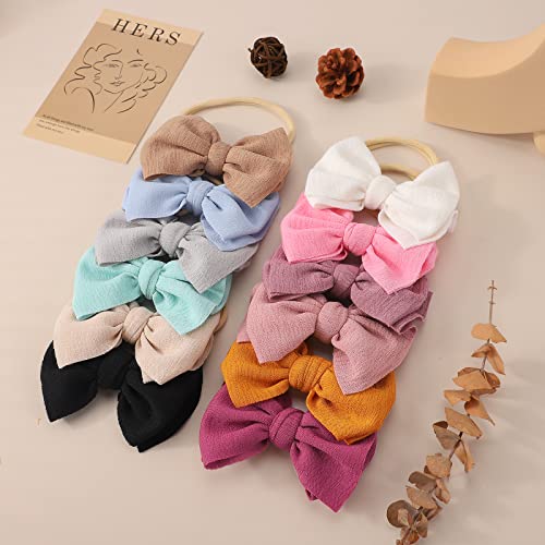 yoyokid 12 PCS Hairband with Baby Girl Bows Soft Nylon Baby Headbands and Bows Hair Accessories for Newborn Infant Toddlers Kids4