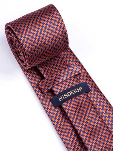 Image of HISDERN Mens Ties Plaid Tie and Pocket Square Set Classic Woven Formal Checkered Neckties & Handkerchief Wedding Party