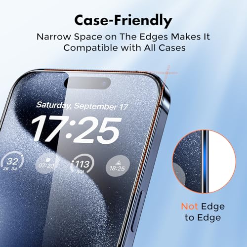 Image of UNBREAKcable Shatterproof Tempered Glass Screen Protector for iPhone 15 Pro Max [3-Pack][Easy Installation Frame] [9H Hardness] [99.99% HD Clear] [Bubble Free] for Apple 6.7 inch
