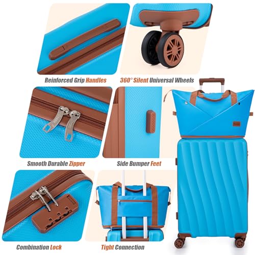 Image of Luggage Sets 6 Piece Suitcases with Wheels,ABS Hard Case Suitcases with Spinner Wheels,Durable Travel Luggage(SkyBlue, 6 Piece Set(16 inch /20 inch /24 inch /28))