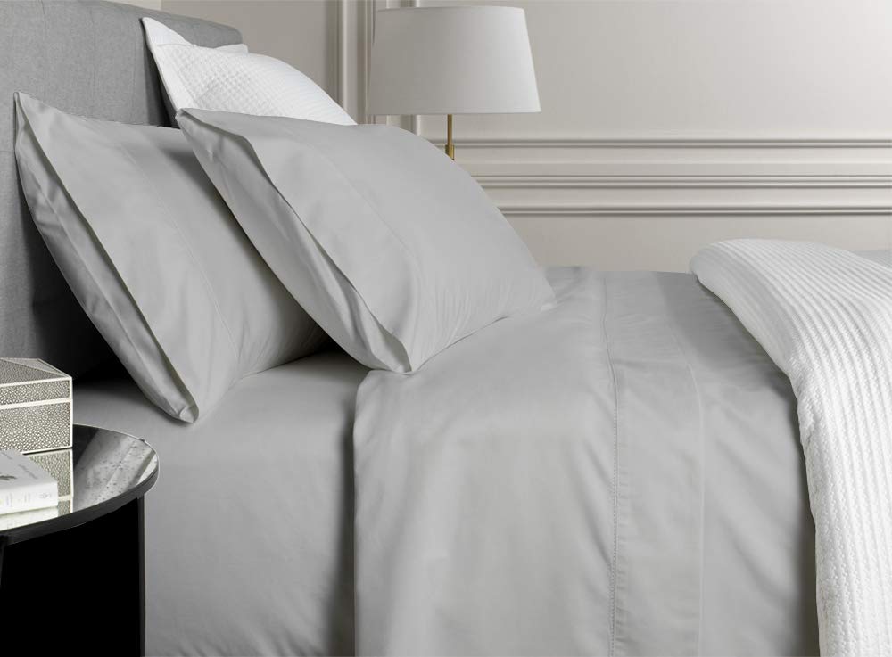 800 Thread Count Bed Sheet Set 4-Piece - 100% Extra-Long Staple Pure Cotton Sheets - Luxury Bedding - Fits Mattresses up to 16 inches deep - Full Size, Light Grey Solid