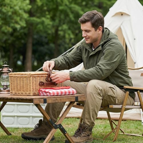 Image of Multifunctional Wicker Picnic Basket Set for 2 Adults with Picnic Table and Blankets,Large Insulated Picnic Set with Wine Pouch and Full Tablewares for Camping Outdoor Couples Beach Wedding Flower