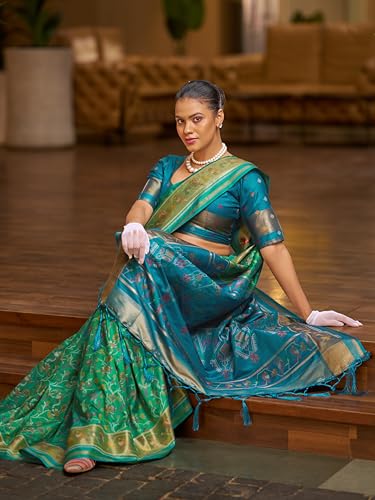 Image of SWORNOF Women's kanjivaram banarasi silk saree Zari Woven for festival Wedding silk with rich pallu Design sarees for women with Unstitched blouse piece