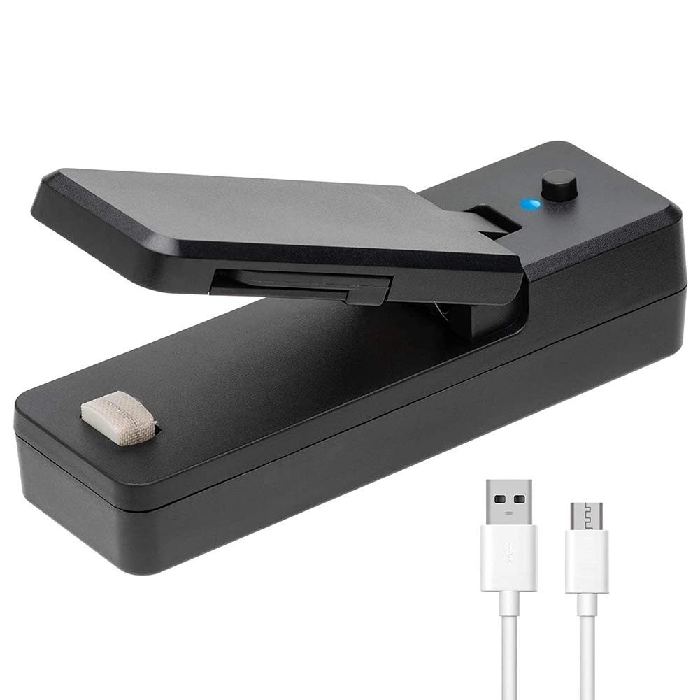 Histeaa Mini Bag Sealer-2In1 Portable Rechargeable Handheld Vacuum Heat Sealers &Cutter for Plastic Bag Storage Food 1Pcs Black