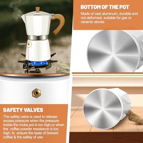Image of 6 Cup Aluminum Espresso Stovetop Moka Pot Express Coffee Maker Percolator Italian Classic Mocha Coffee Machine for Italian and Cuban Cafe Brewing for Home & Camping 300ml 10oz