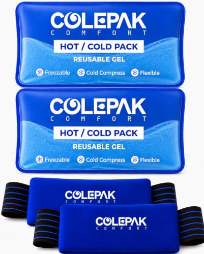 ColePak Comfort Hot & Cold Ice Packs for Injuries Reusable Gel (4 Pc Set) for Pain Relief, Joint Muscle Soreness Swelling for Knees Back Shoulder Foot