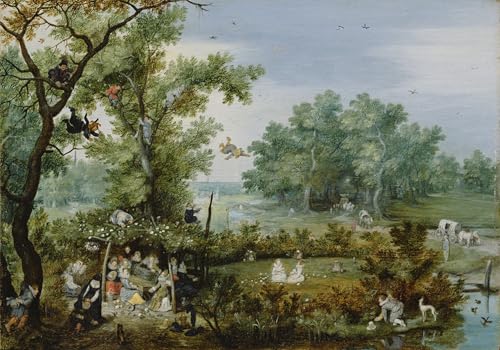 XcBAIHOUD Pinturas Famosas Lienzo Imagen Lienzo Murales Allegra compagnia sotto un pergolato di Adriaen Pietersz Van De Venne para Regalo 60x90cm