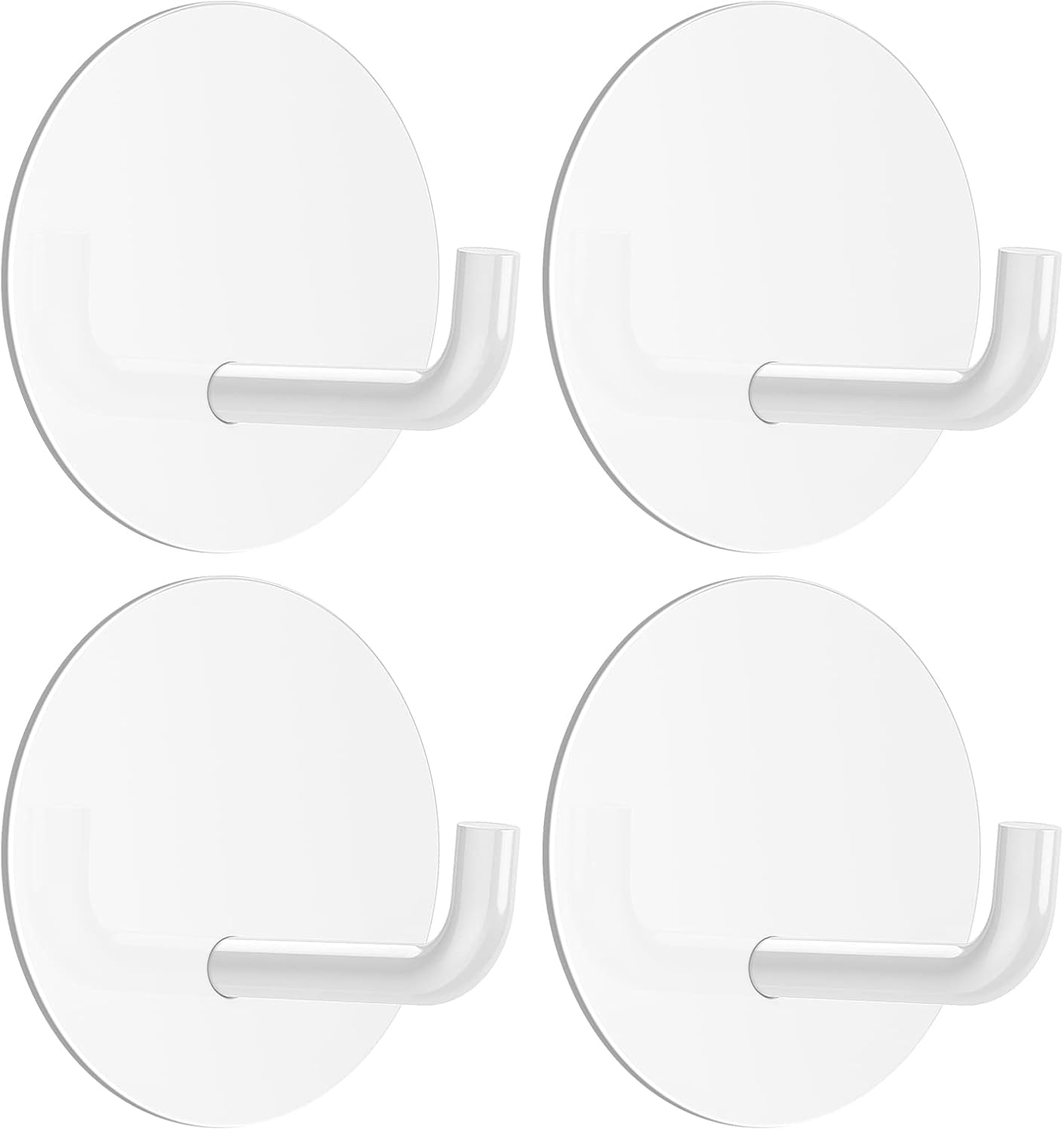 VIS'V Adhesive Hooks, White Round Stick on Hooks Heavy Duty Waterproof