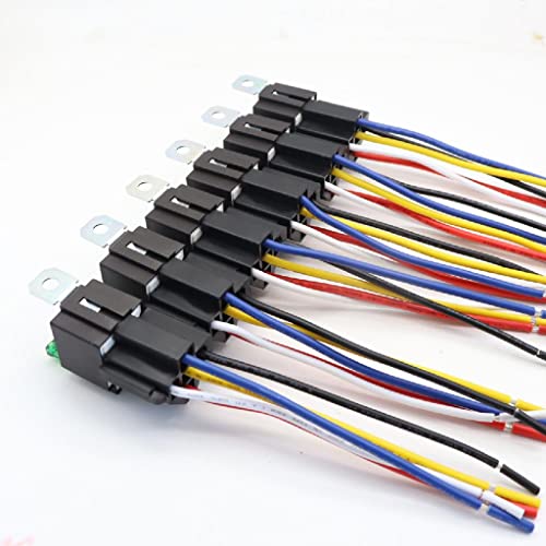 Homyl 6 peças de 5 pinos 30A fusível automotivo conjunto de chicote com fios quentes resistentes de