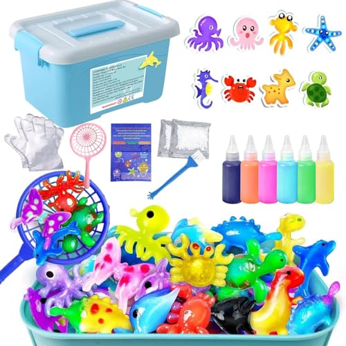 DIY Water Sprite Kit-Magic Aqua Fairy Water Gel Kit for Kids -Fun Soft Toys & Water Pets-Make Your Own Toys Grafts for Boys & Girls-Birthday Gifts & Party Gifts Favors for Kids Ages 3+（6Gels,8 Molds）