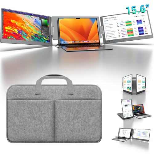 Image of KYY Laptop Screen Extender, 15.6 inch Laptop Monitor Extender with Type-C Plug&Play, 1080P FHD Portable Triple Monitor for Laptop with Alloy Dual Monitor fits 13 inch-17 inch, Portable Monitor for Mac /Wins /Chrome