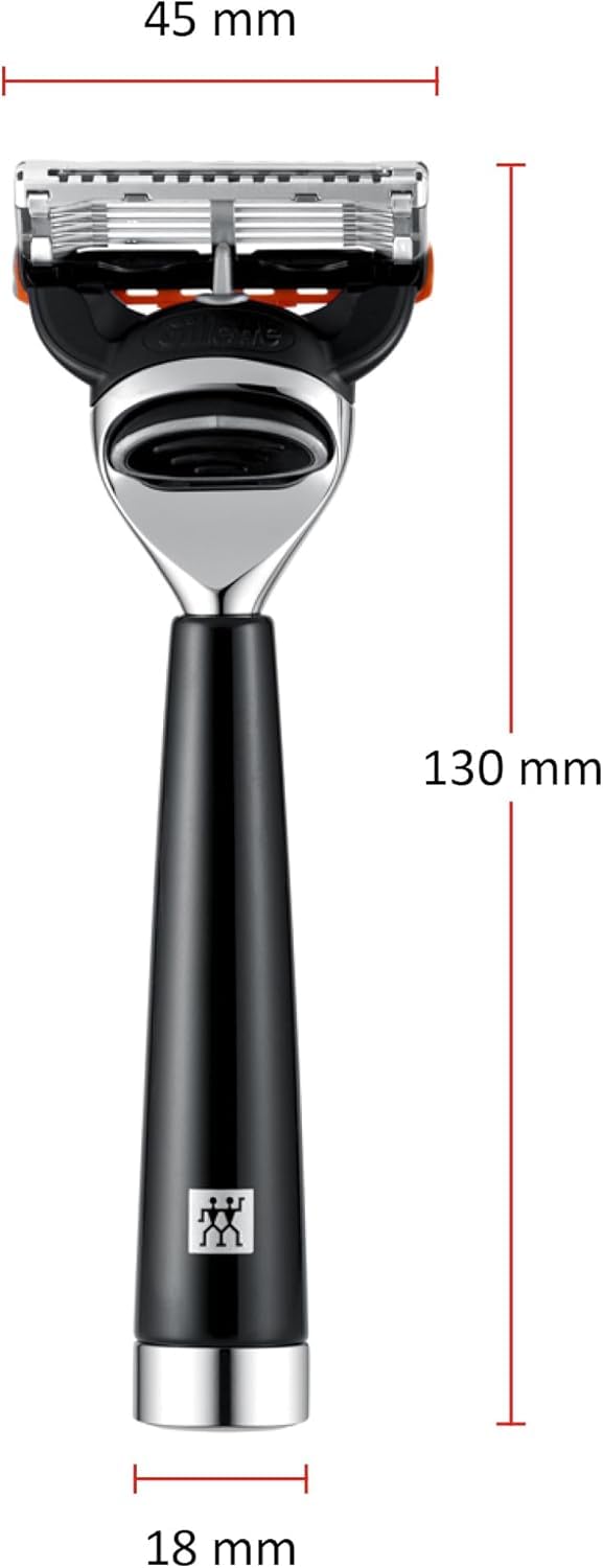 ZWILLING Maszynka do golenia (uchwyt z żywicy szlachetnej, golenie na mokro, ostrza Gilette Fusion, ergonomiczny kształt, ostrze w zestawie), czarna