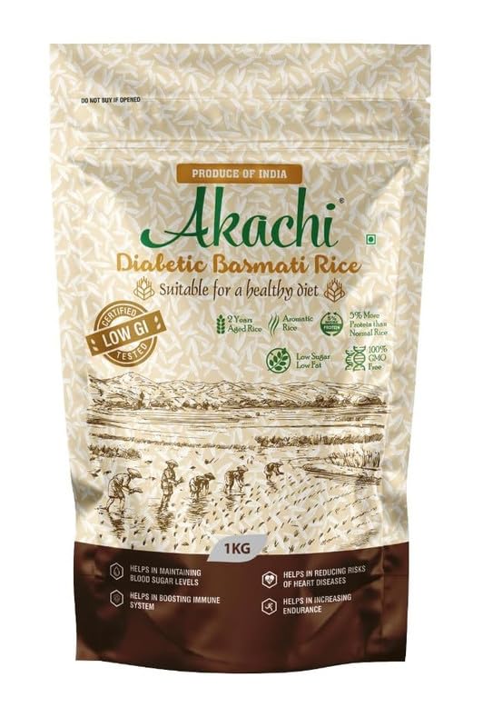 Akachi Diabetic Basmati Rice, Clinically Certified Low GI Rice | 100% GMO Free | To Manage Blood Sugar Level, for Diet & D...
