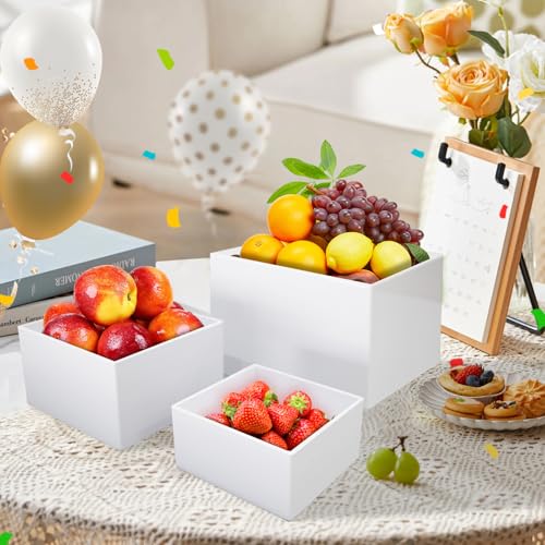 Yudlto 6Pcs White Acrylic Buffet Risers with 6 Mini Signs, Nesting Food Display Stands for Buffet Table with Hollow Bottoms for Parties, Weddings, Desserts, and Collectibles (8"-7"-6"-5"-4"-3") by Yudlto - Image 6