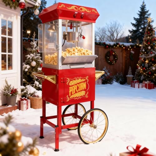 Trygoal Popcorn Machine with Cart, Popcorn Popper with 8 Oz