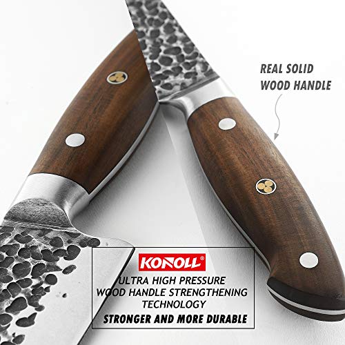 Konoll Chef Knife Forged Handmade 8 Inch Professional Kitchen Knife, Meat Cleaver Hc Stainless German Steel With Full Tang Wood Handle #TOP6