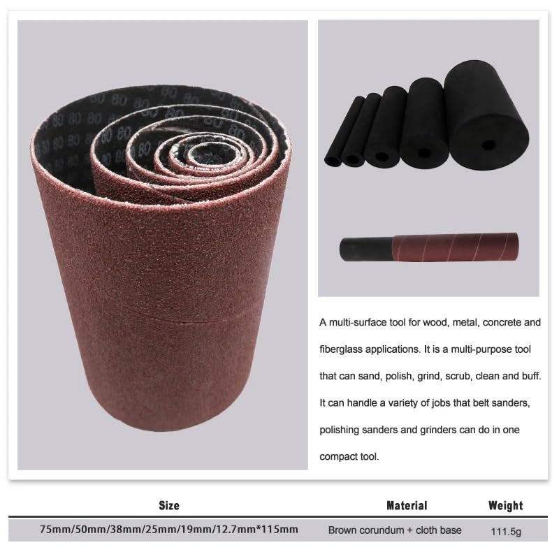 Banda De Lija Manguitos de lijado husillo, 6 piezas, grano 80-240 | Papel de lija for eliminación de material Lijado Renovación de superficies(6 PCS 80grit)