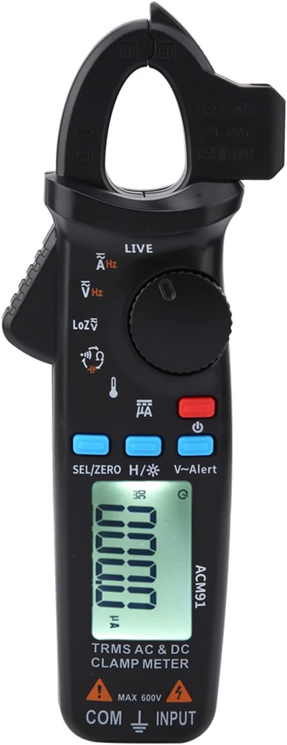 ACM91 Digital Clamp Meter with Low Impedance, Dual Line Display, Auto Range, NCVT, TRMS, for AC/DC Voltage Current Frequency Temperature Continuity