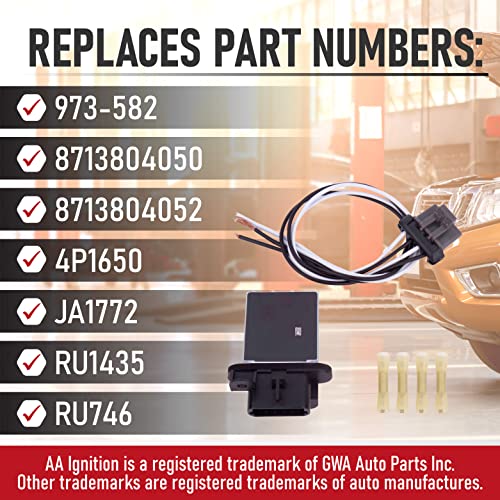 Replacement Ac Blower Motor Resistor Kit - Replaces 973-582, 8713804050, 8713804052, ‎4P1650, Ja1772, Ru1435 - Compatible With Toyota Tacoma Vehicles - 2005, 2006, 2007, 2008, 2009, 2010-2017 #TOP2