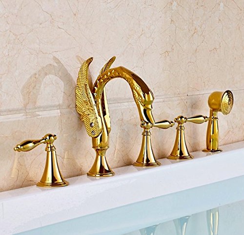 Robinet de baignoire laiton doré GOWE chic avec bec pivotant - 3