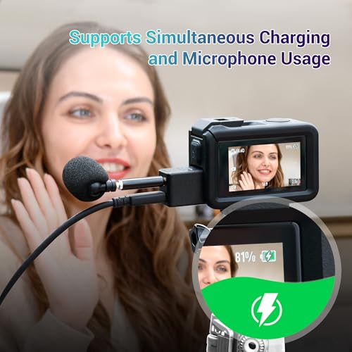 Image of JJC 3.5mm Audio Mic Adapter for DJI Osmo Action 5 Pro & Action 4, External Microphone Converter with Type-C Charging and 3.5mm Interface for Audio Recording