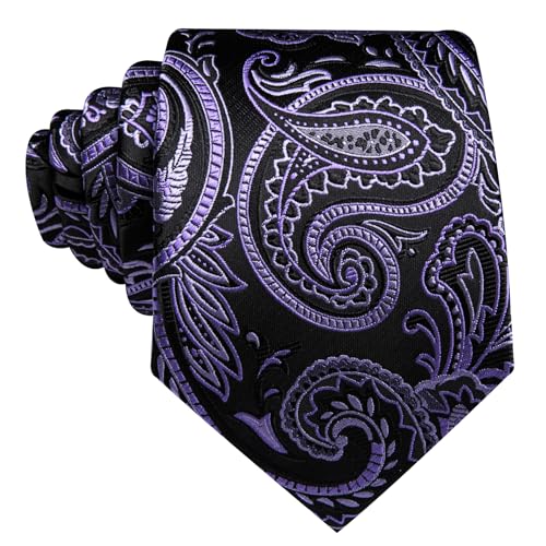 Image of Barry.Wang Paisley Tie Fashion Set Hanky Cufflinks Neckties for Men Woven Silk