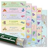 Quarterhouse 5 Poster Spanish Language Countries (with Map) Set, Spanish Classroom Learning Materials for K-12 Students and Teachers, 12 x 18 Inches, Made in USA