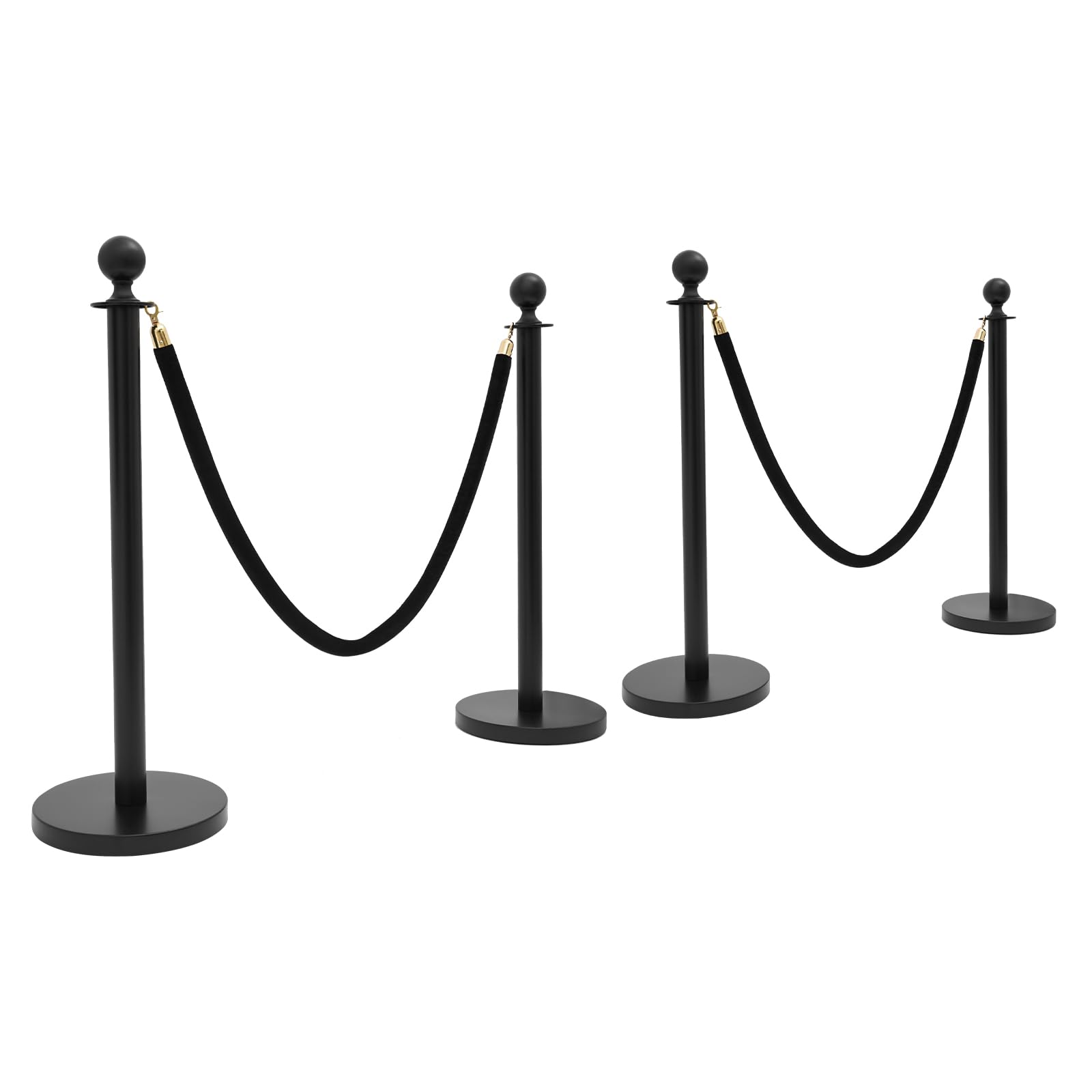 Cone de Signalisation,Lot de 4 Poteaux de Barrière en Plastique Plot de Chantier Profil Réglable Poteau Stationnement Portable avec 2* Longue Chaîne, Jaune+Noir (4 pièces)