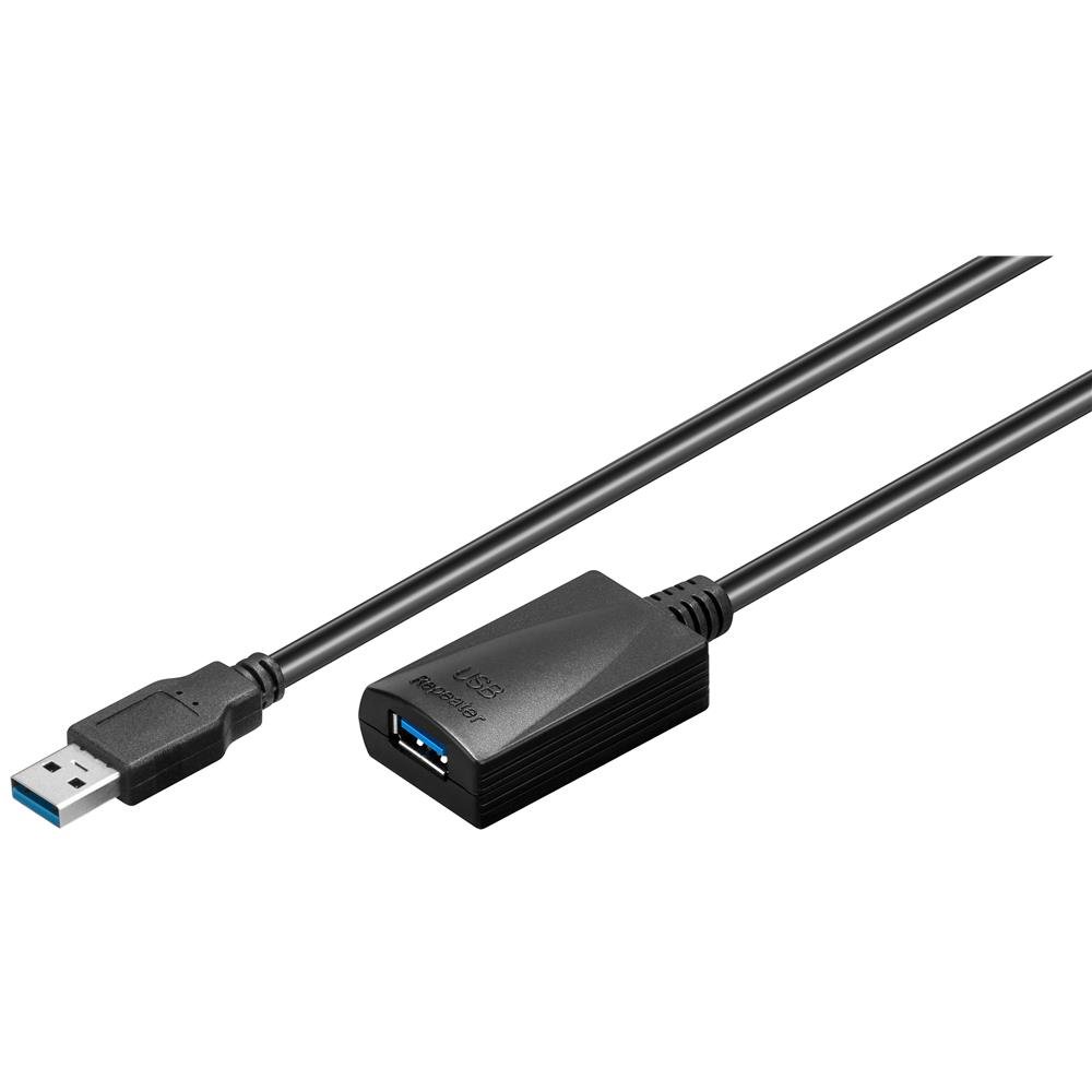 Goobay 95727 Active USB 3.0 Extension Cable, Black, 5m Length