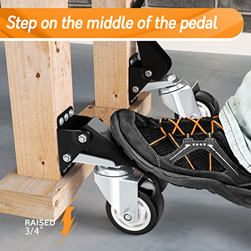 SOLEJAZZ Workbench Casters Wheels 880Lbs Retractable Casters Set of 4 Heavy Duty Side Mount Caster Rollers 3" Stepdown Castor Wheels for Bench Machinery Work Table with Installation Template, 4 Pack by SOLEJAZZ - Image 4