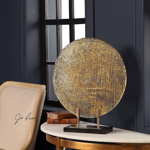 Uttermost Layan 21" High Gold Rippled Art Glass Charger con soporte miniatura 2