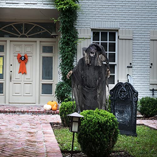Haunted Hill Farm Life-Size Animatronic Scary Talking Witch with Touch Activated Lights and Sound, Indoor or Covered Outdoor Creepy Halloween Decorations for Home or Haunted House, Battery Operated