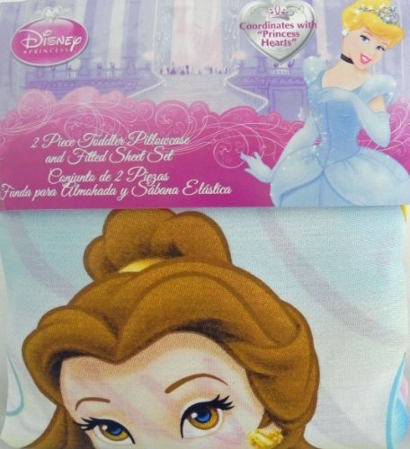 Juego de 2 fundas de almohada y sábanas bajeras para niños pequeños, a juego con la colección "Princess Hearts"