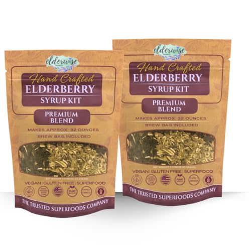 Elderberry Syrup Kits 2X - Each Makes Approx. 32oz - Includes Brewing Bags - Ingredients - Elderberries - Rosehips - Ginger - Echinacea - Cinnamon - Cloves - Elderwise