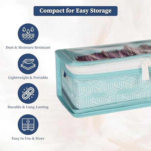 Image of HomeStrap Cotton Single Rod Bangle Box with Transparent Top | Waterproof, Dustproof Organizer for Bangles, Chudis, Bracelets, Watches & Jewellery | Compact Storage Organizer | Sea Green| Pack of 1