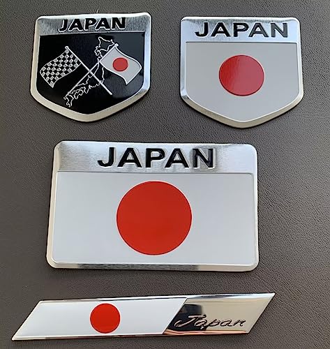 Image of 4pcs Metal Japan Flag Emblem Decal Stickers,Japanese National Flag Decal Patriotic Badges for Cars Trucks SUV Bumper Window Fender