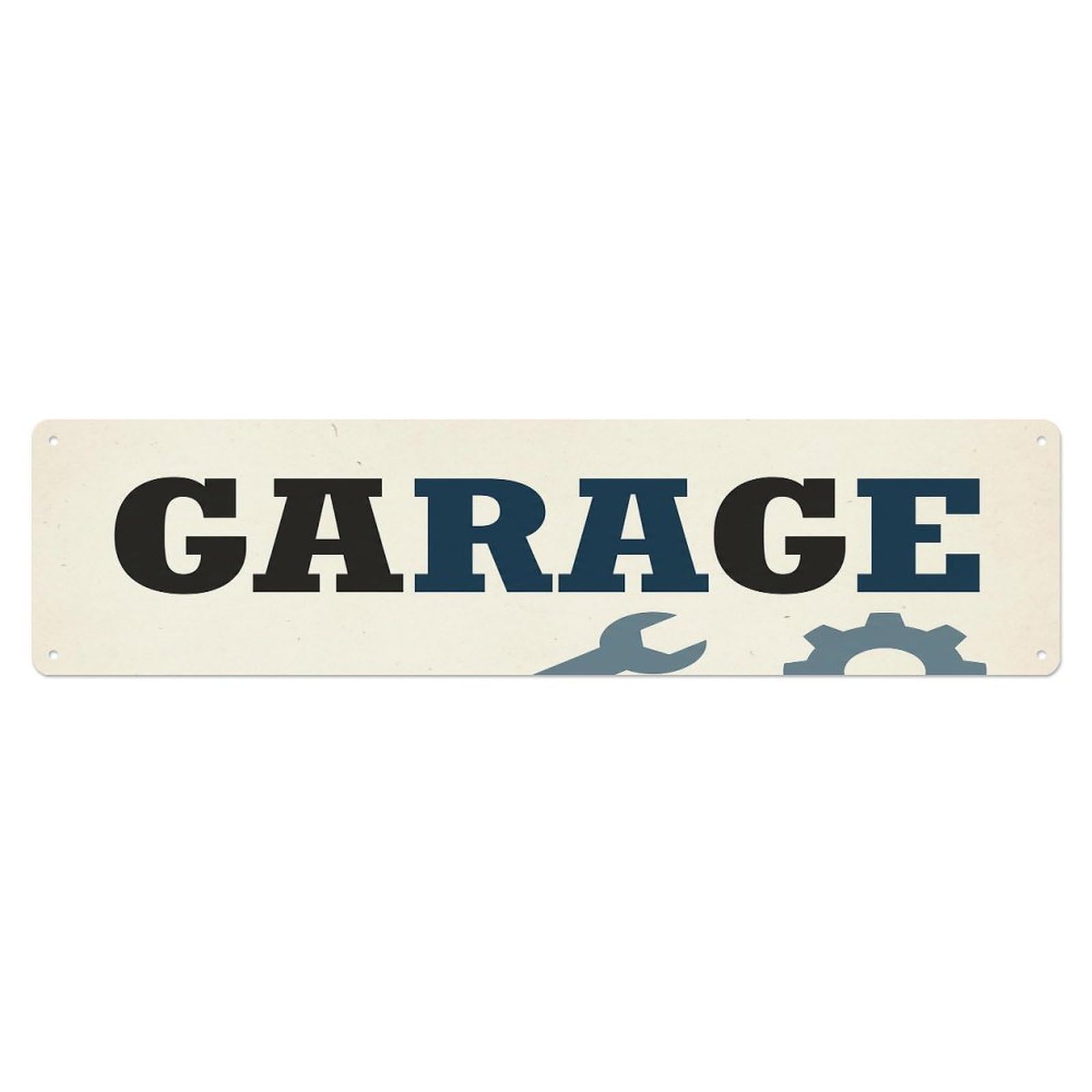 Vintage Garage Text Wrench DE Metal Tin Sign