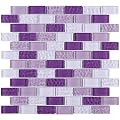 Pool Wave Crystal Subway Glass Mosaic Tile for Bathroom and Kitchen Walls Kitchen Backsplashes (10 Sheets / case) (Mix Violet)