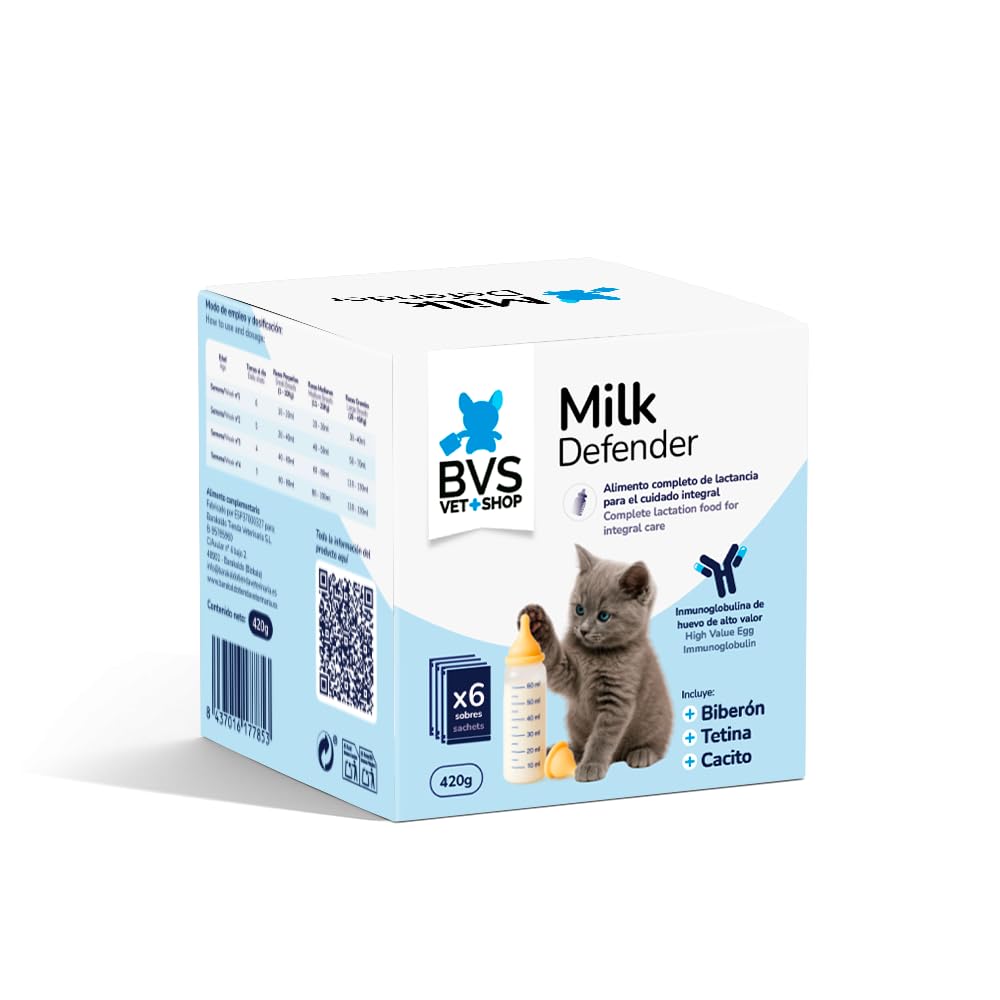 BVS Vet Shop | Leche Maternizada para Gatos Milk Defender | Alimento Completo de Lactancia para el Cuidado Integral de Gatos Cachorros | 1 unid. x 140 gr