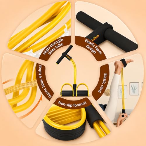 Image of DOLTAS Tummy Trimmer for Men and Women - Resistance Band Leg Ab Full Body Exercise - Muscle Training and Fat-Burning Home Gym Equipment (Yellow & Black)