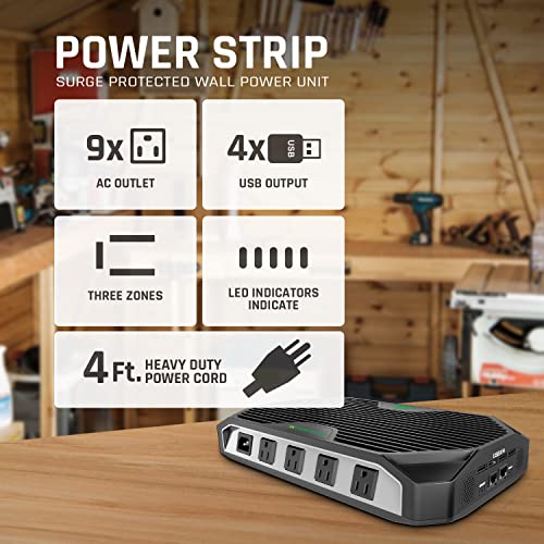 Megawell Power Strip Surge Protector Wireless Charger 9 Ac Multiple Outlets 4 Usb Charging Port 4 Ft.plug And Extension Cord For Home, Office, Travel, Computer Desktop, Phone Charging #TOP5