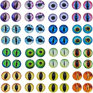 Julie Wang 6mm 100pcs Mixed Style Dragon Eyes Round time gem cover Glass Cabochon Dome Jewelry Finding Cameo Pendant Settings