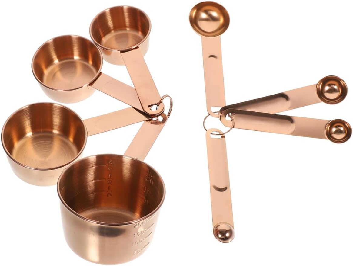 Luxshiny 1set Measuring Cup Set Measuring Spoons Baking for Kitchen Stainless Steel Measure Sugar Flour Baking Soda
