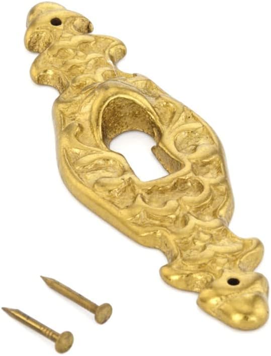 Renovators Supply Manufacturing Cast Brass Decorative Keyhole Cover Escutcheon Plate �3 3/16" H X 1" W. Faucet Plate Cabinet Door Key Plate Dresser Key Plate Door Hardware Locks Cover Pack of 4