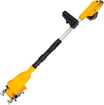 Cordless Tiller Cultivator 20V 250RPM Handheld Telescoping Electric Garden Tiller with 2.0Ah Batteries & Charger, 9.8In Tilling Depth Battery Powered Rototiller for Gardening, Lawn, Soil